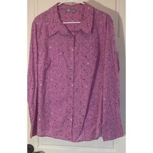 Lee Rider Pink Floral Long Sleeve Button Down Shirt Plus 2X